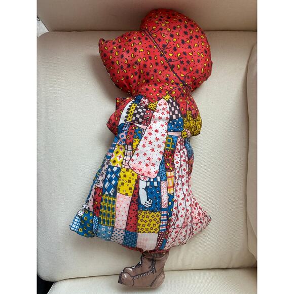 Sunbonnet Sue Stuffed Calico Doll Pillow – Patchwork Prairie Girl Handmade 1970s - Picture 3 of 7